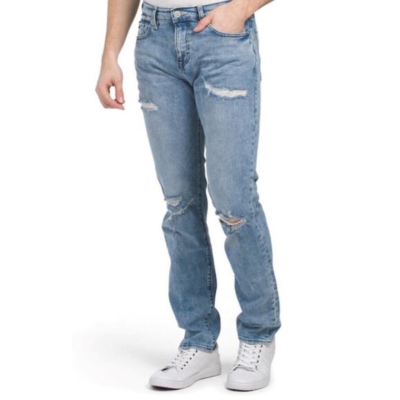 True Religion Geno Relaxed Slim Mens Distress Jean Light Breaker Rips Size 30 - Picture 1 of 13